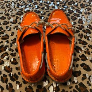 Jeffrey Cambell x Sperry orange boat shoes
